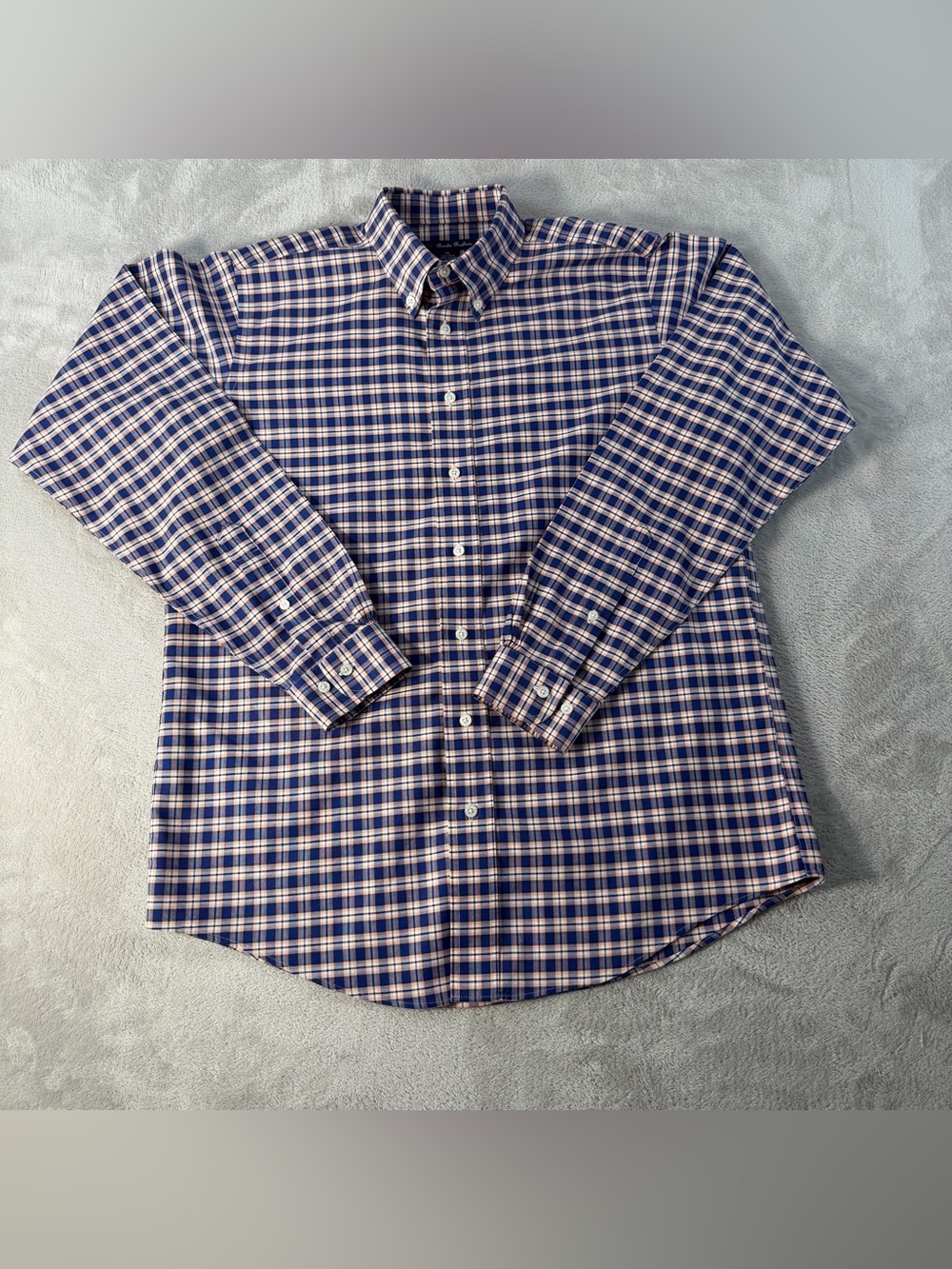 Brooks Brothers 346 Mens Shirt XL Non-Iron Supima Cotton Button Down Plaid Blue